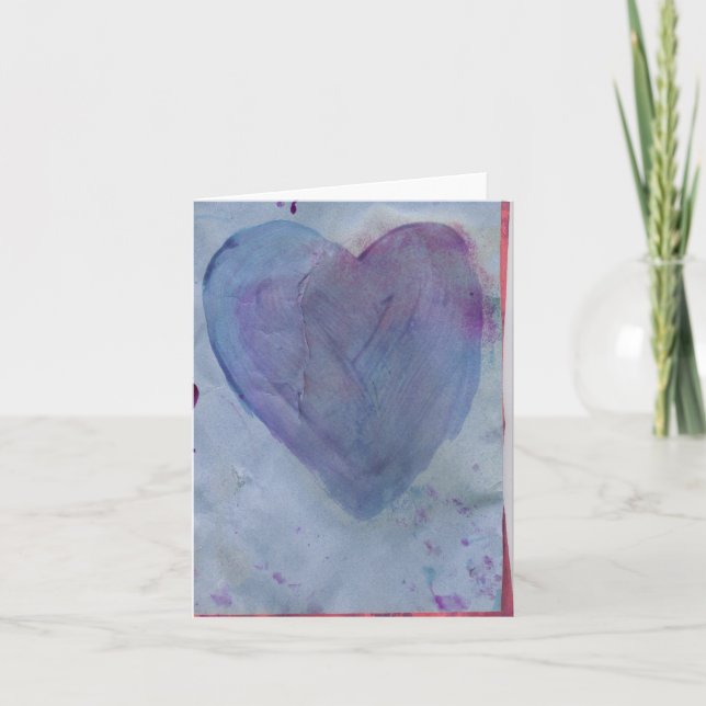 Blue Heart Watercolor Note Card (Front)
