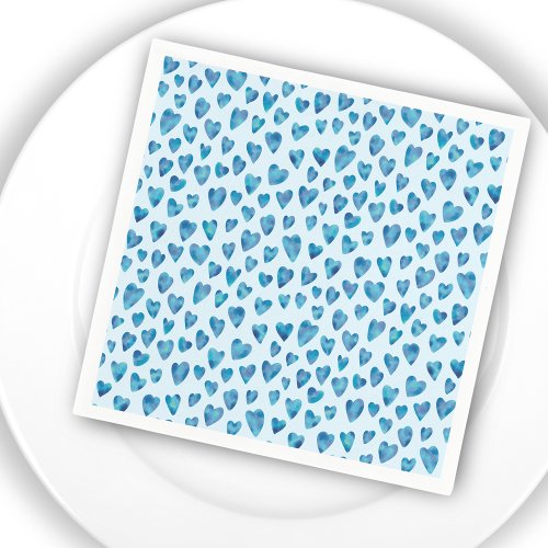 Blue Heart watercolor pattern Napkins