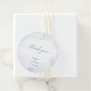 Blue Heart & Watercolor Wedding Thank you Photo Favor Tags
