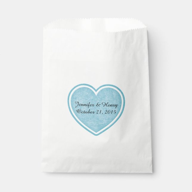 Blue Heart Wedding Favor Bag (Front)
