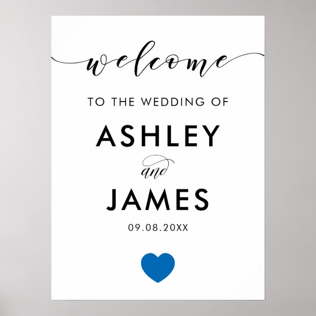Blue Heart Wedding Welcome Sign (Front)