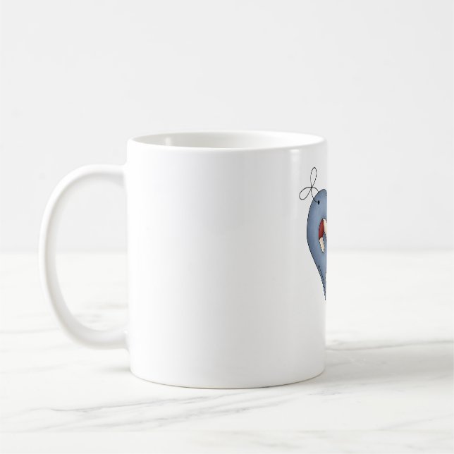 Blue Heart with Candy Canes Country Christmas Coffee Mug (Left)