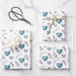 Blue Heart Wrapping Paper Flat Sheet Set of 3<br><div class="desc">Celebrate any special occasion with this lovely blue heart wrapping paper set! Perfect for dad's birthday,  father's day,  son's birthday,  or just because!</div>
