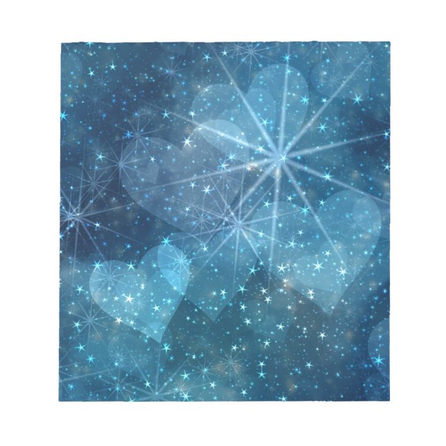 Blue Hearts And Stars Notepad (Front)