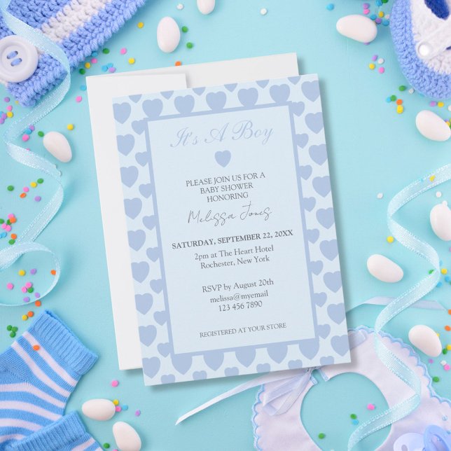 Blue Hearts Baby Shower  Invitation (Creator Uploaded)