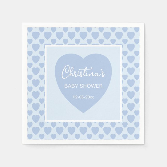 Blue Hearts Baby Shower  Napkins (Front)