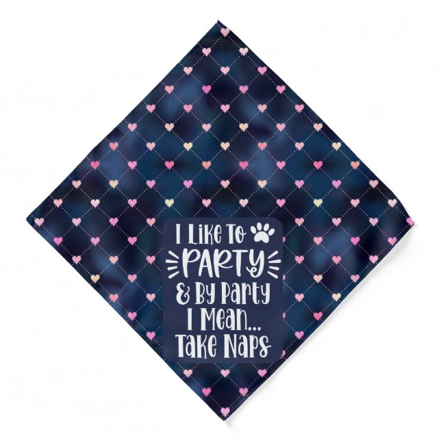 Blue Hearts Bandana for dogs with funny quote (Front)