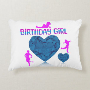 Blue hearts birthday girl Accent Pillow