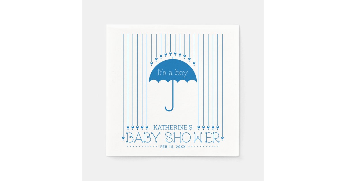 Blue Hearts Boy Baby Shower Party Paper Napkin Zazzle Com