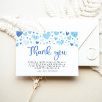 Blue Hearts Boy Valentine Baby Shower Thank you