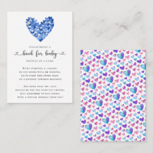 Blue Hearts Boys Sweetheart Shower Book for Baby Enclosure Card