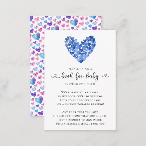 Blue Hearts Boys Sweetheart Shower Book for Baby Enclosure Card