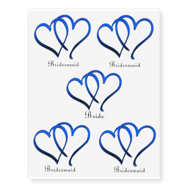Blue Hearts Bride and Bridesmaids Temporary Tattoo (Front)