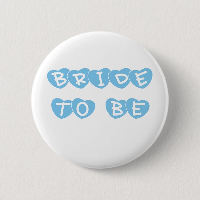 Blue Hearts Bride to Be Pinback Button (Front)