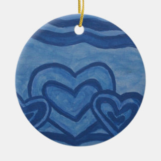 Blue Hearts Ceramic Ornament
