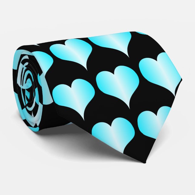 Blue Hearts Design Neck Tie (Rolled)