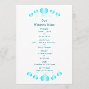 Blue Hearts Design Wedding Menu