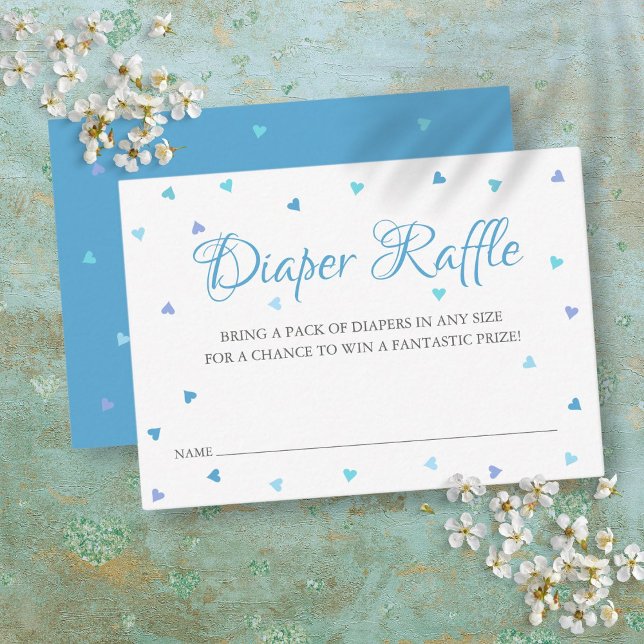 Blue Hearts Diaper Raffle Baby Shower Enclosure Card (Blue Hearts Diaper Raffle Baby Shower Enclosure Card)