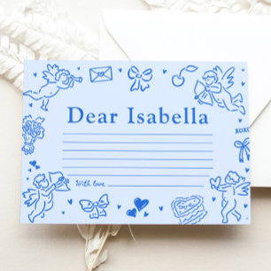 Blue Hearts Hand Drawn Valentine Time Capsule Game Enclosure Card