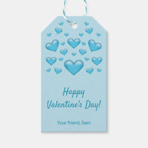 Blue Hearts Happy Valentine's Day & Custom Text Gift Tags