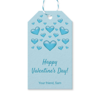 Blue Hearts Happy Valentine's Day &amp; Custom Text Gift Tags
