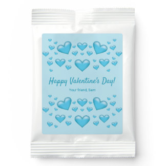 Blue Hearts Happy Valentine's Day &amp; Custom Text Margarita Drink Mix