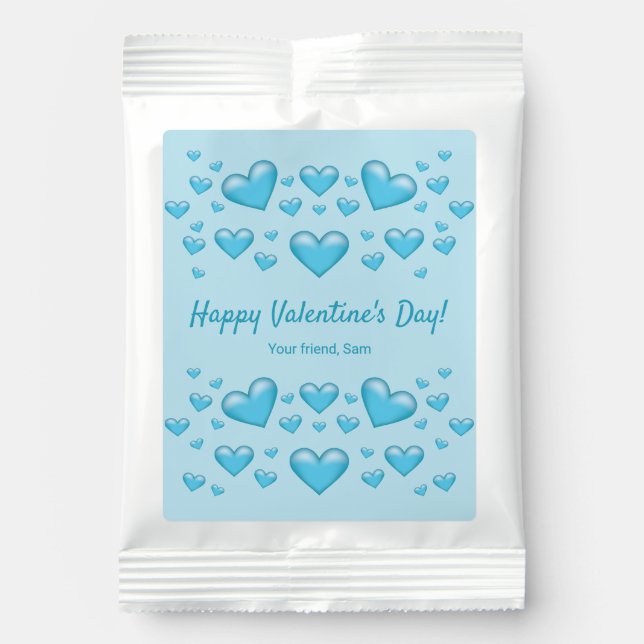 Blue Hearts Happy Valentine's Day & Custom Text Margarita Drink Mix (Front)