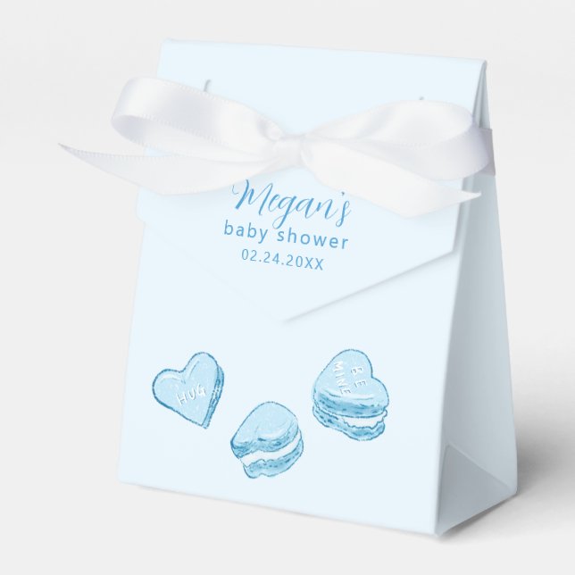 Blue Hearts Little Sweetheart Baby Shower Favor Boxes (Front Side)
