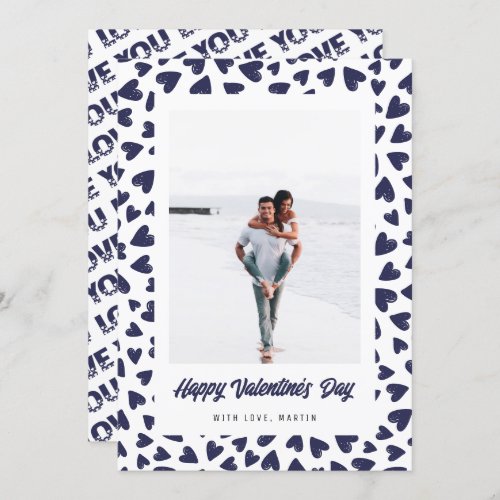 Blue Hearts Love You Photo Valentines Day Card