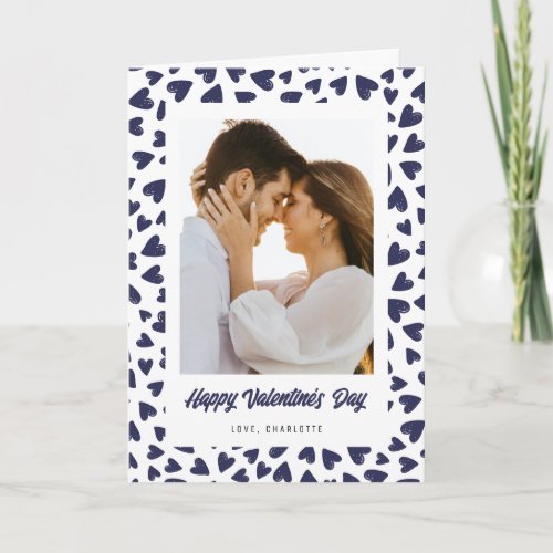 Blue Hearts Love You Photo Valentines Day Card