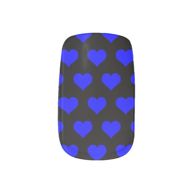 Blue Hearts Minx Nail Art (Left Thumb)