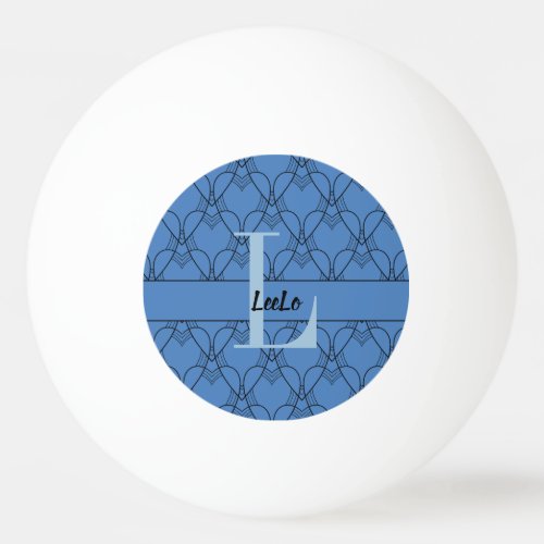 Blue Hearts Monogram and Name Custom Ping Pong Ball