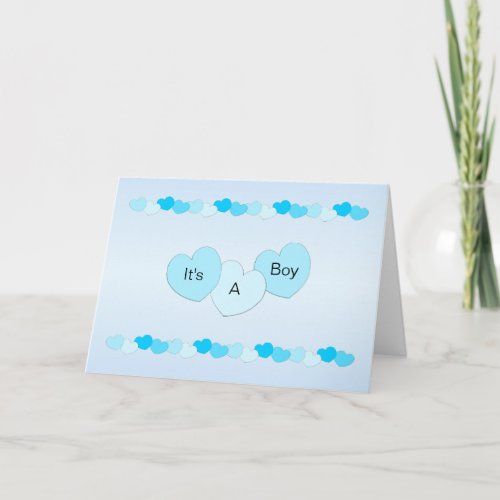 Blue Hearts New Born Baby Boy  Card