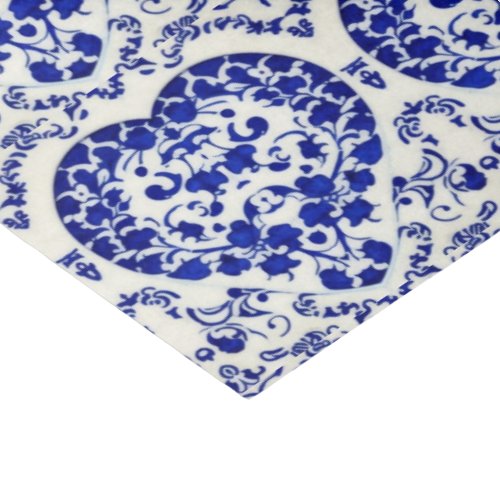 Blue Hearts on Ceramic _ 6 tile _ Decoupage Crafts Tissue Paper
