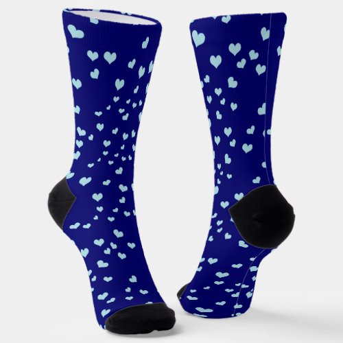 Blue Hearts on Dark Blue Socks