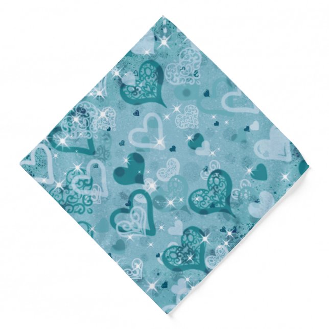 Blue Hearts Pattern Bandana (Front)