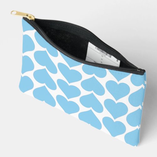 Blue Hearts Pattern Romantic Love Accessory Pouch