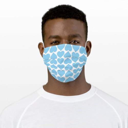 Blue Hearts Pattern Romantic Love Adult Cloth Face Mask