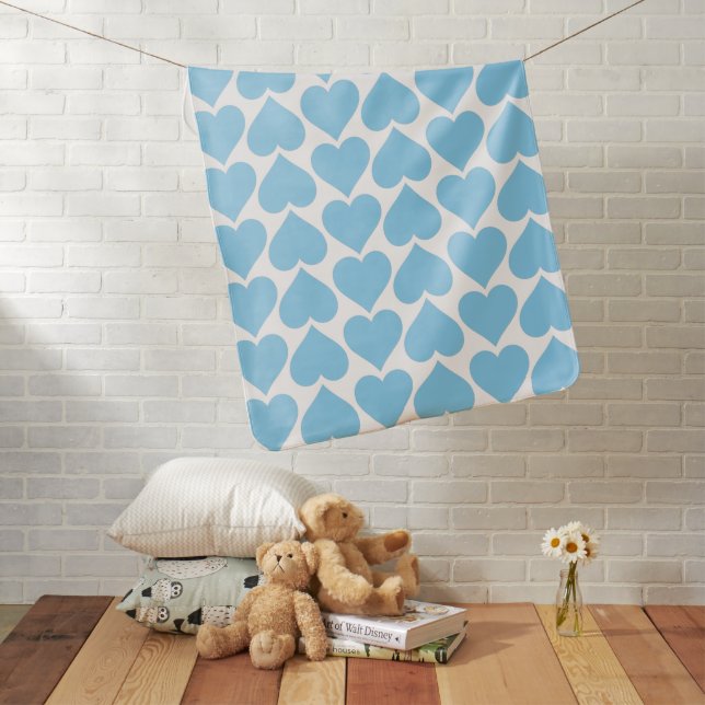 Blue Hearts Pattern, Romantic, Love Baby Blanket (In Situ)