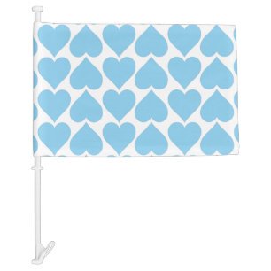 Blue Hearts Pattern, Romantic, Love Car Flag