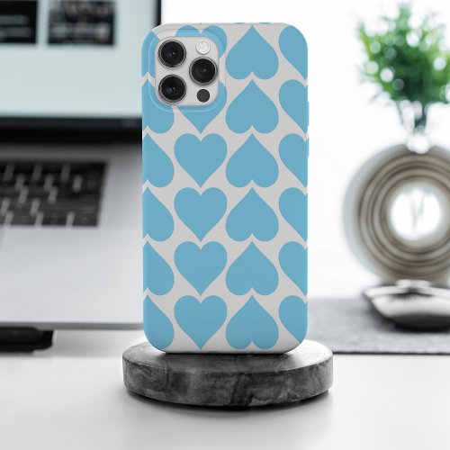 Blue Hearts Pattern Romantic Love iPhone 15 Pro Max Case