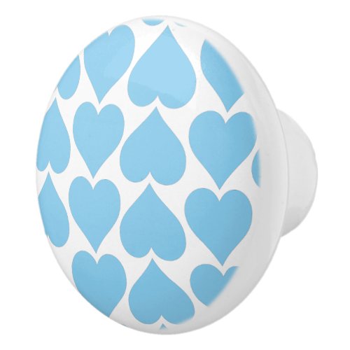 Blue Hearts Pattern Romantic Love Ceramic Knob