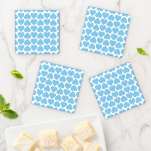 Blue Hearts Pattern, Romantic, Love Coaster Set