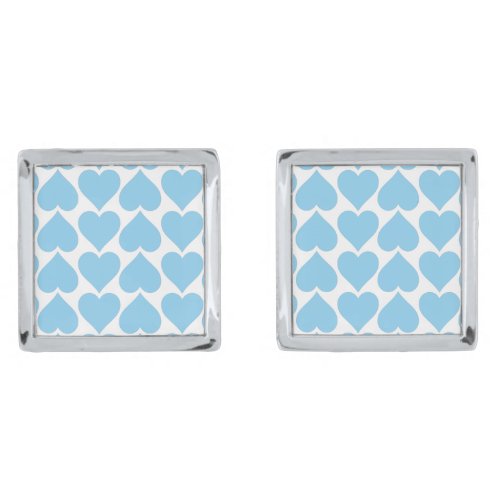 Blue Hearts Pattern Romantic Love Cufflinks