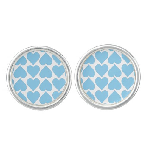 Blue Hearts Pattern Romantic Love Cufflinks