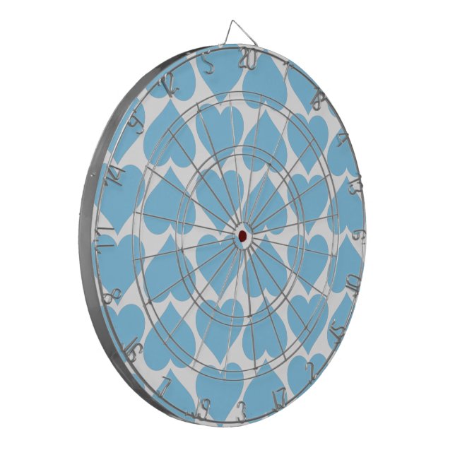 Blue Hearts Pattern, Romantic, Love Dart Board (Front Left)