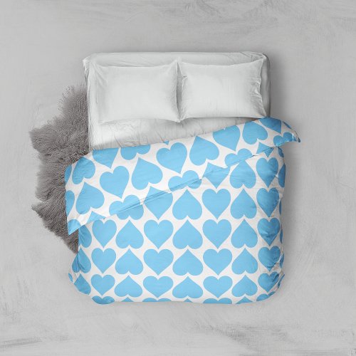 Blue Hearts Pattern Romantic Love Duvet Cover