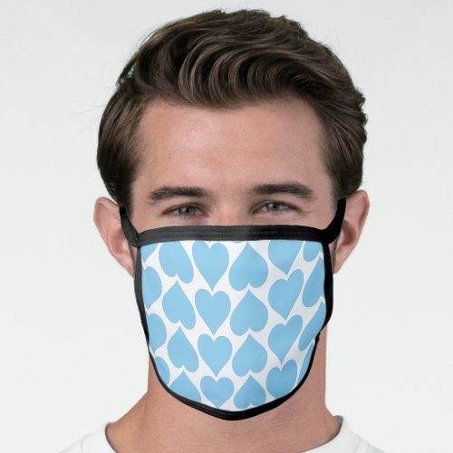 Blue Hearts Pattern Romantic Love Face Mask