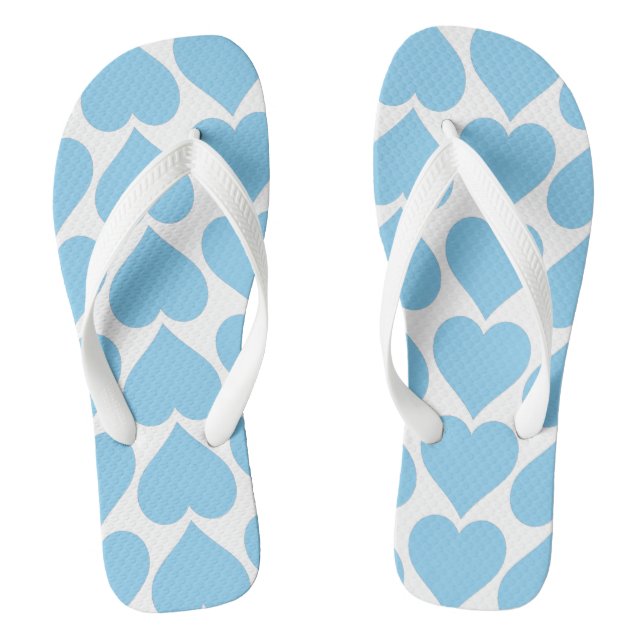 Blue Hearts Pattern, Romantic, Love Flip Flops (Footbed)
