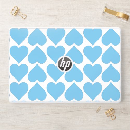 Blue Hearts Pattern Romantic Love HP Laptop Skin